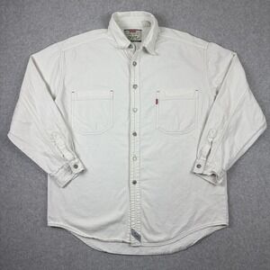 Vtg Levi's Denim Shirt Mens XL White Button Up Western Two Pocket Workwear 90s